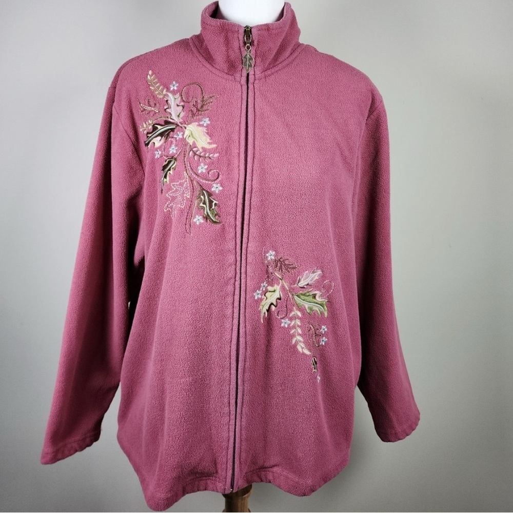 SOLD ELSEWHERE Tradition Fleece Jacket Women 1X Floral Embroidery Cottagecore